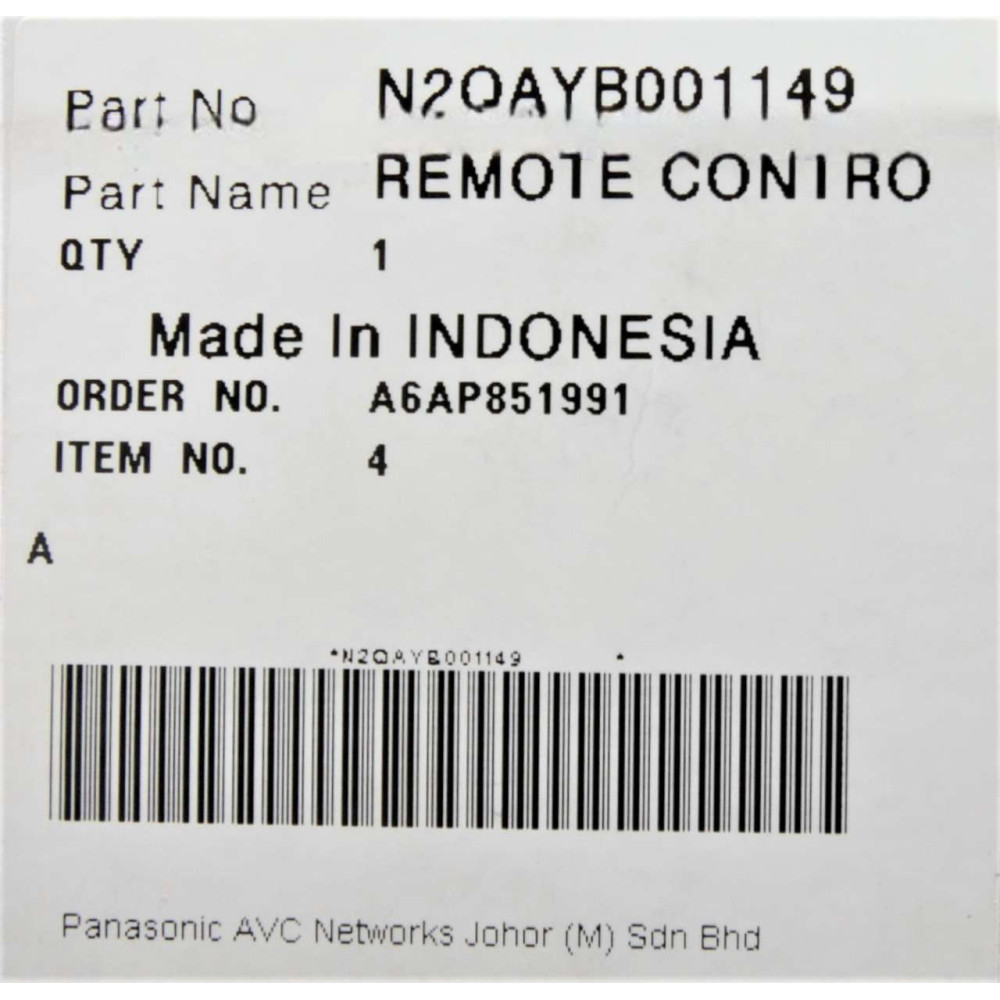 Пульт дистанційного керування Panasonic N2QAYB001149 Пульт дистанційного керування Panasonic N2QAYB001149