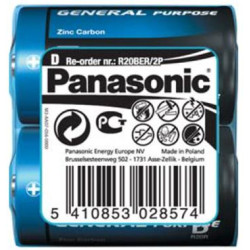Батарейка Panasonic R20BER/2P GENERAL PURPOSE вугільно-цинкова D(R20) плівка, 2 шт. Батарейка Panasonic R20BER/2P GENERAL PURPOSE вугільно-цинкова D(R20) плівка, 2 шт.
