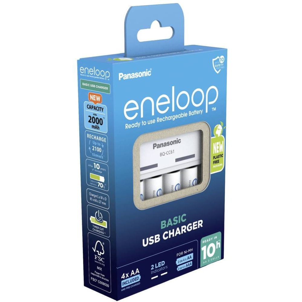 Зарядний пристрій Panasonic K-KJ61MCD40USB Basic USB Charger + Eneloop NI-MH AA 2000 MAh 4 шт Зарядний пристрій Panasonic K-KJ61MCD40USB Basic USB Charger + Eneloop NI-MH AA 2000 MAh 4 шт