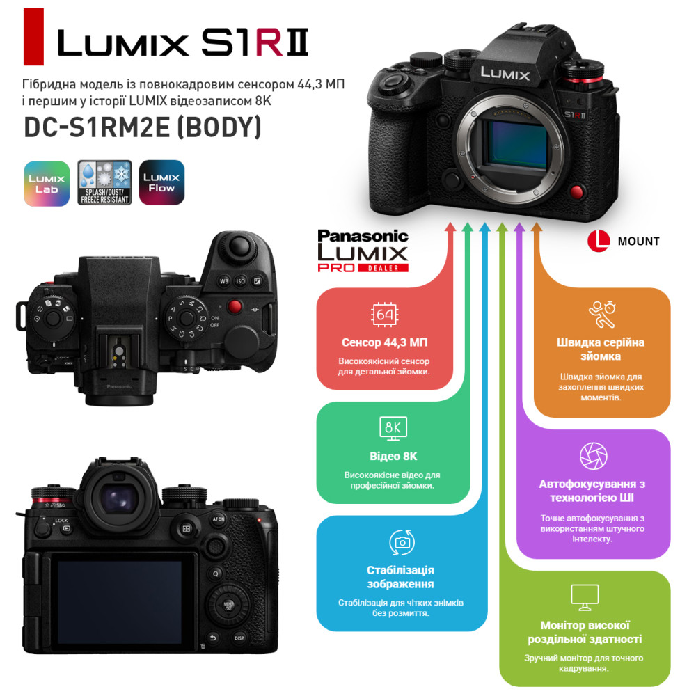 Цифрова Фотокамера Panasonic LUMIX S DC-S1RM2E Body Цифрова Фотокамера Panasonic LUMIX S DC-S1RM2E Body