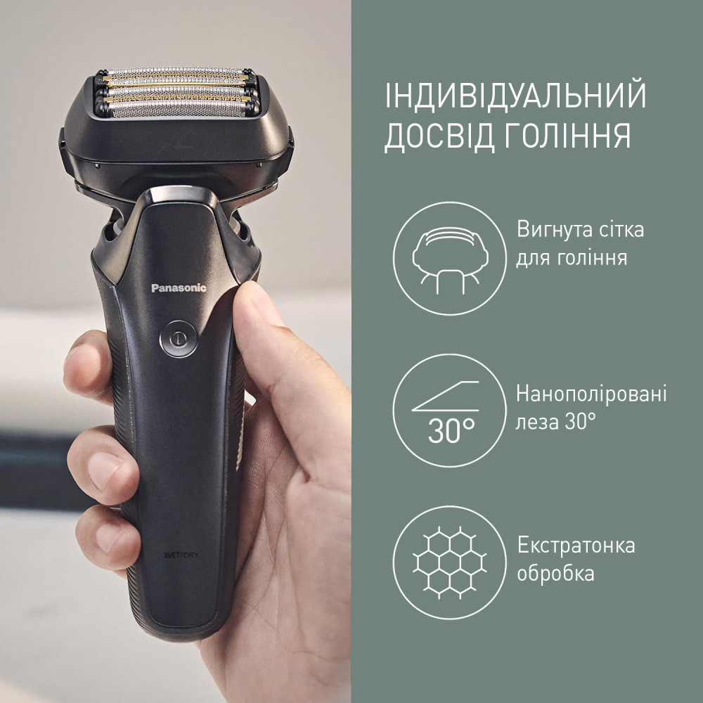 Електробритва Panasonic ES-LS6A-K820-AS в комплекті з додатковою змінною сіткою для електробритв Panasonic WES9600Y1361 Електробритва Panasonic ES-LS6A-K820-AS в комплекті з додатковою змінною сіткою для електробритв Panasonic WES9600Y1361