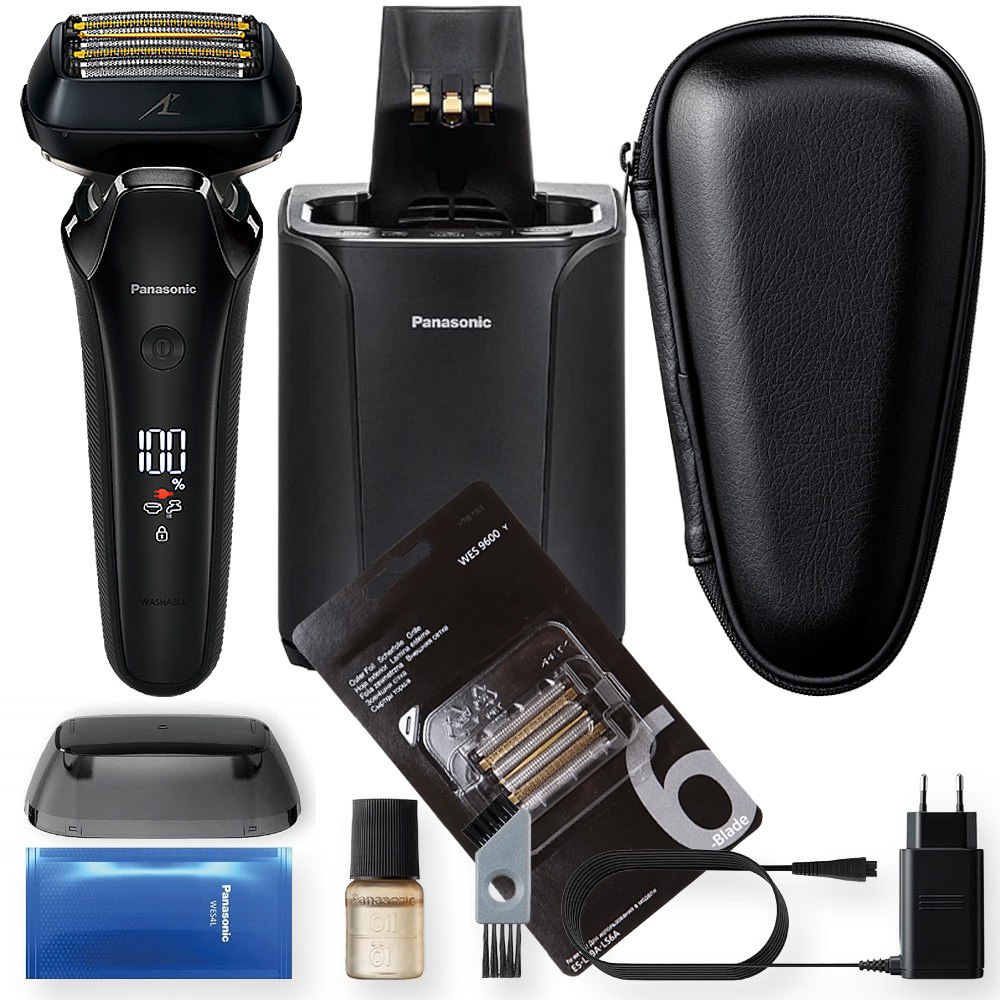 Електробритва Panasonic ES-LS9A-K820-AOS у комплекті з додатковими змінною сіткою WES9600Y1361 і миючим засобом для електробритв WES4L03-803